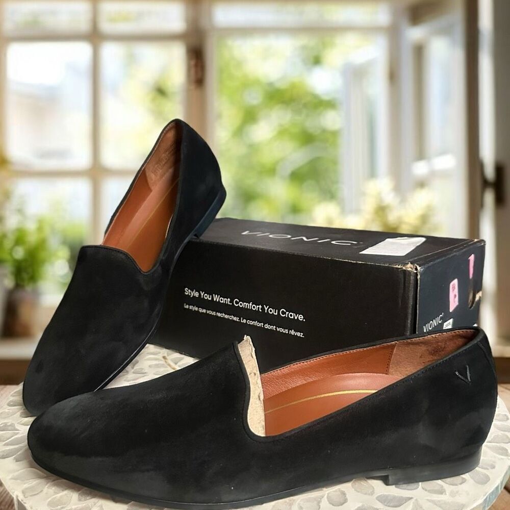 VIONIC Willa Leather Suede Slip On Flats Loafer Womens